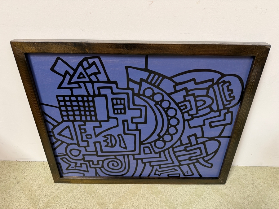 Santos Orellana (B. 1974, American) Original Acrylic Painting On Plywood Signed Bottom Right 'The Art Of Santos' Urban Pop Artwork 32' X 26' With Substantial Hand Painted Wooden Frame Estimate $1,250-$1,600 [Photo 3]