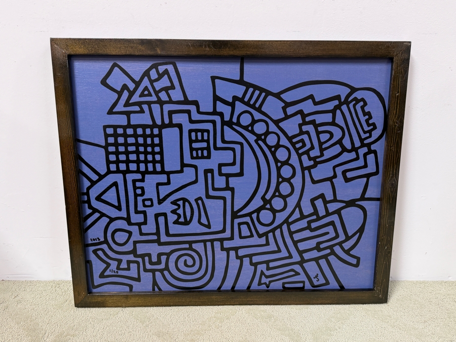 Santos Orellana (B. 1974, American) Original Acrylic Painting On Plywood Signed Bottom Right 'The Art Of Santos' Urban Pop Artwork 32' X 26' With Substantial Hand Painted Wooden Frame Estimate $1,250-$1,600 [Photo 2]