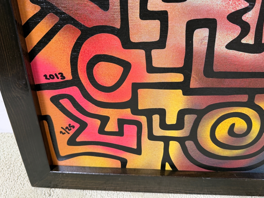 Santos Orellana (B. 1974, American) Original Acrylic Painting On Plywood Signed Bottom Right 'The Art Of Santos' Urban Pop Artwork 2013 32' X 26' With Substantial Hand Painted Wooden Frame 2/25 In Series Estimate $1,250-$1,600 [Photo 4]