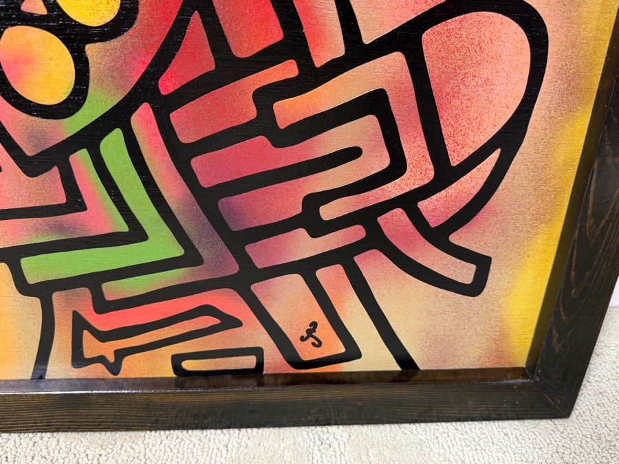 Santos Orellana (B. 1974, American) Original Acrylic Painting On Plywood Signed Bottom Right 'The Art Of Santos' Urban Pop Artwork 2013 32' X 26' With Substantial Hand Painted Wooden Frame 2/25 In Series Estimate $1,250-$1,600 [Photo 3]
