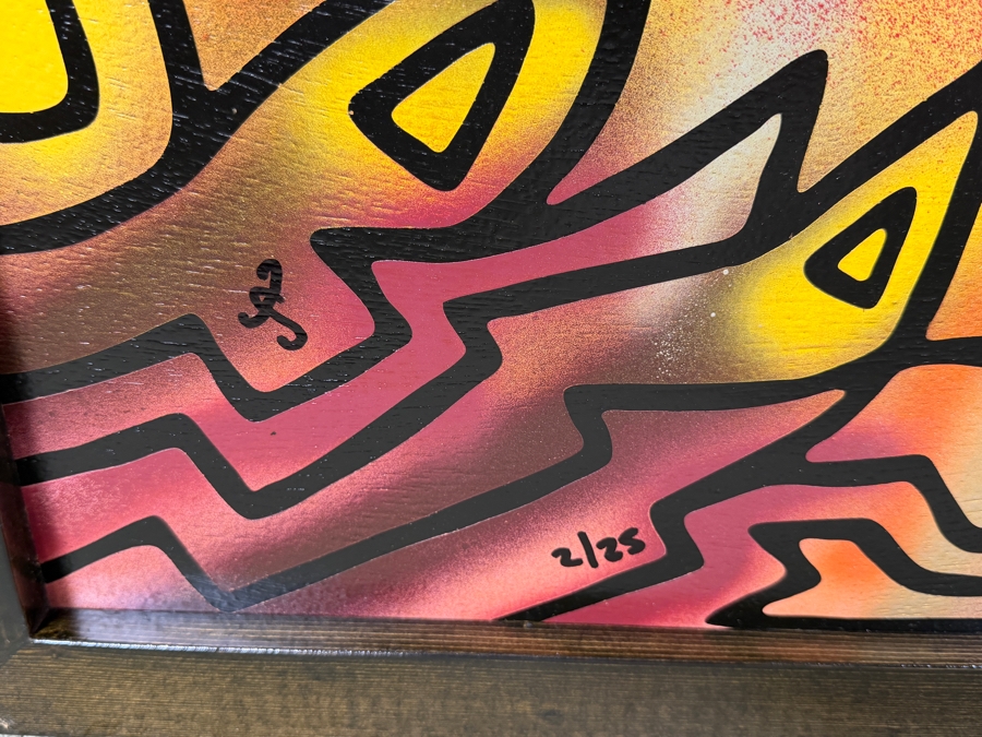 Santos Orellana (B. 1974, American) Original Acrylic Painting On Plywood Signed Bottom Left 'The Art Of Santos' Urban Pop Artwork 2013 32' X 26' With Substantial Hand Painted Wooden Frame 2/25 In Series Estimate $1,250-$1,600 [Photo 3]