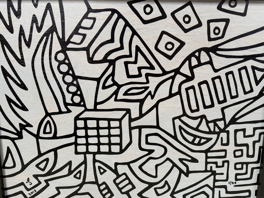 Santos Orellana (B. 1974, American) Original Acrylic Painting On Plywood Signed Bottom Left 'The Art Of Santos' Urban Pop Artwork 2013 32' X 26' With Substantial Hand Painted Wooden Frame 1/25 In Series Estimate $1,250-$1,600 [Photo 2]