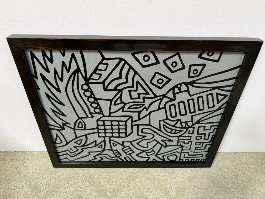 Santos Orellana (B. 1974, American) Original Acrylic Painting On Plywood Signed Bottom Left 'The Art Of Santos' Urban Pop Artwork 2013 32' X 26' With Substantial Hand Painted Wooden Frame 1/25 In Series Estimate $1,250-$1,600 [Photo 4]