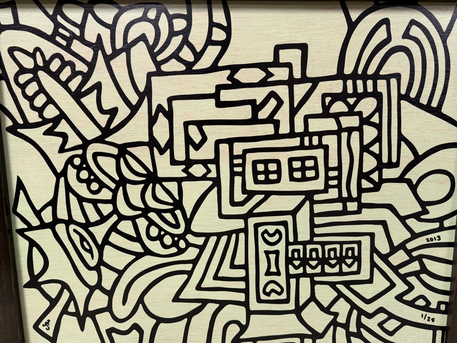 Santos Orellana (B. 1974, American) Original Acrylic Painting On Plywood Signed Bottom Left 'The Art Of Santos' Urban Pop Artwork 2013 32' X 26' With Substantial Hand Painted Wooden Frame 1/25 In Series Estimate $1,250-$1,600 [Photo 2]