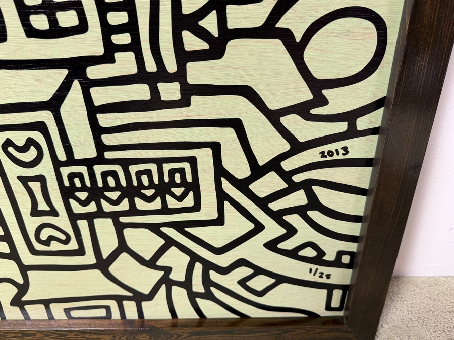 Santos Orellana (B. 1974, American) Original Acrylic Painting On Plywood Signed Bottom Left 'The Art Of Santos' Urban Pop Artwork 2013 32' X 26' With Substantial Hand Painted Wooden Frame 1/25 In Series Estimate $1,250-$1,600 [Photo 4]