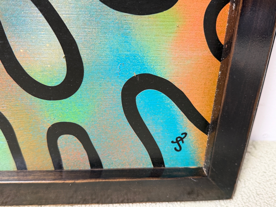 Santos Orellana (B. 1974, American) Original Acrylic Painting On Plywood Signed Bottom Right 'The Art Of Santos' Urban Pop Artwork 32' X 26' With Substantial Hand Painted Wooden Frame Estimate $1,250-$1,600 [Photo 3]