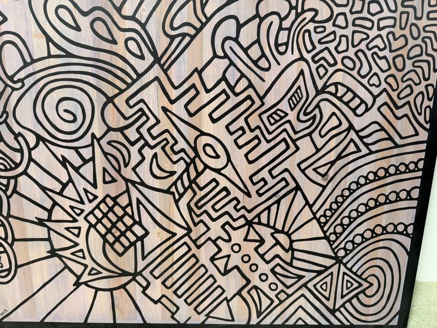 Santos Orellana (B. 1974, American) Original Acrylic Painting On Plywood Signed Bottom Left 'The Art Of Santos' Urban Pop Artwork 2013 30' X 24' With Substantial Hand Painted Wooden Frame Estimate $1,000-$1,400 [Photo 3]