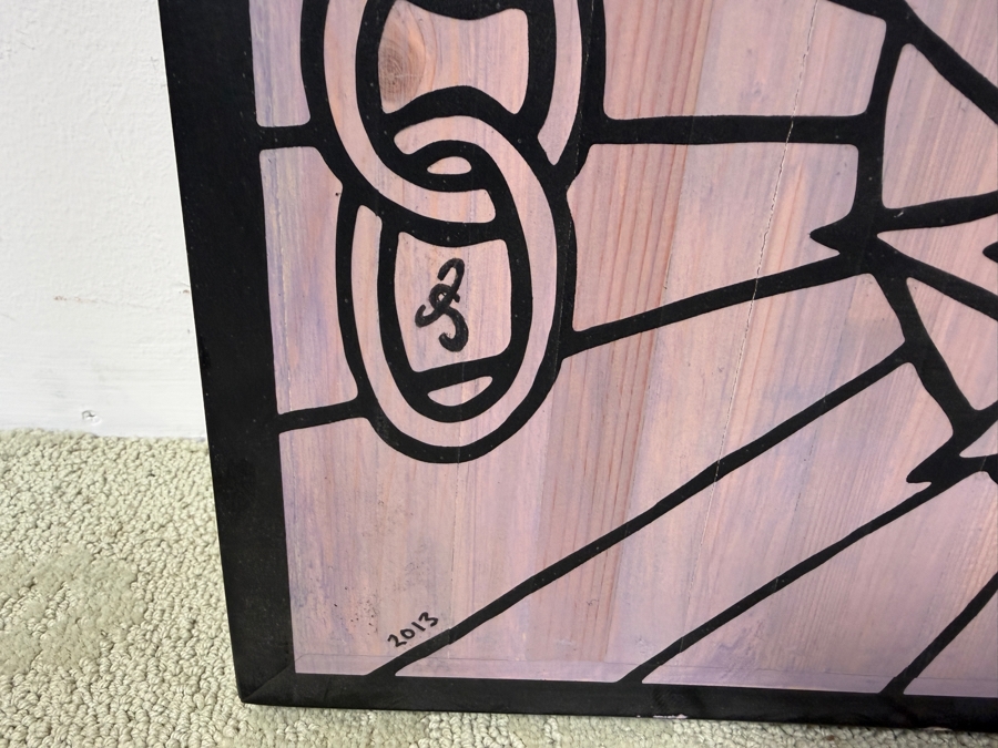Santos Orellana (B. 1974, American) Original Acrylic Painting On Plywood Signed Bottom Left 'The Art Of Santos' Urban Pop Artwork 2013 30' X 24' With Substantial Hand Painted Wooden Frame Estimate $1,000-$1,400 [Photo 4]