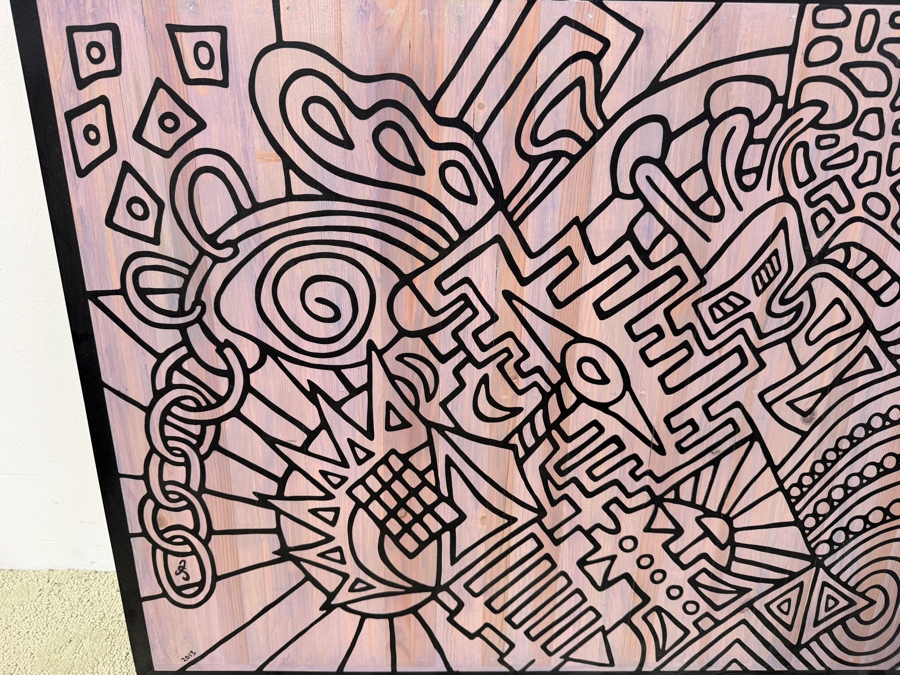 Santos Orellana (B. 1974, American) Original Acrylic Painting On Plywood Signed Bottom Left 'The Art Of Santos' Urban Pop Artwork 2013 30' X 24' With Substantial Hand Painted Wooden Frame Estimate $1,000-$1,400 [Photo 5]