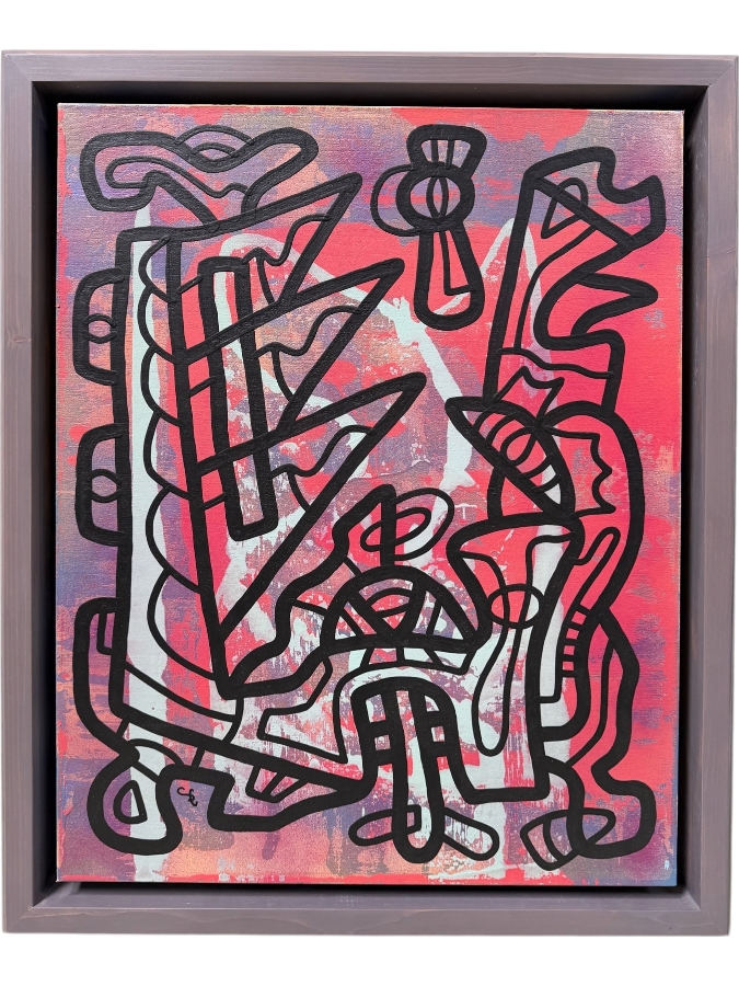 Santos Orellana (B. 1974, American) Original Acrylic Painting On Canvas Signed Bottom Left 'The Art Of Santos' Urban Pop Artwork 24' X 30' With Substantial Hand Painted Wooden Frame 28.5' X 35' Estimate $1,000-$1,400