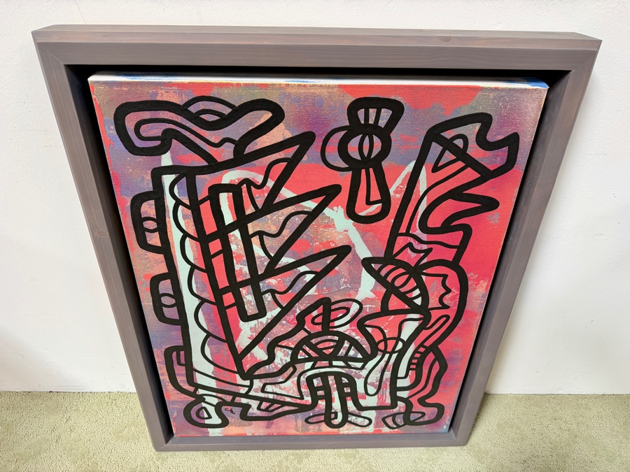 Santos Orellana (B. 1974, American) Original Acrylic Painting On Canvas Signed Bottom Left 'The Art Of Santos' Urban Pop Artwork 24' X 30' With Substantial Hand Painted Wooden Frame 28.5' X 35' Estimate $1,000-$1,400 [Photo 8]