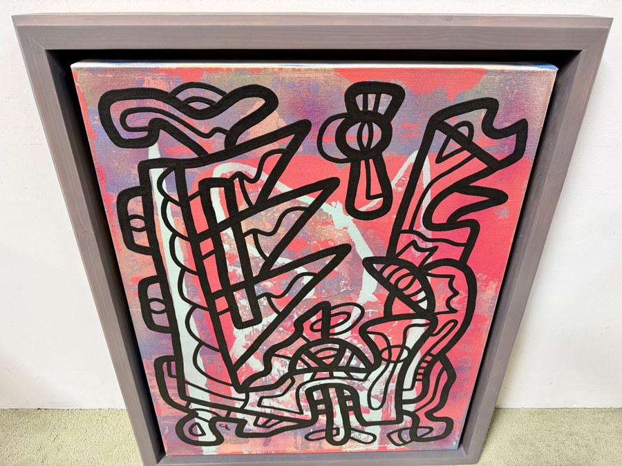Santos Orellana (B. 1974, American) Original Acrylic Painting On Canvas Signed Bottom Left 'The Art Of Santos' Urban Pop Artwork 24' X 30' With Substantial Hand Painted Wooden Frame 28.5' X 35' Estimate $1,000-$1,400 [Photo 7]
