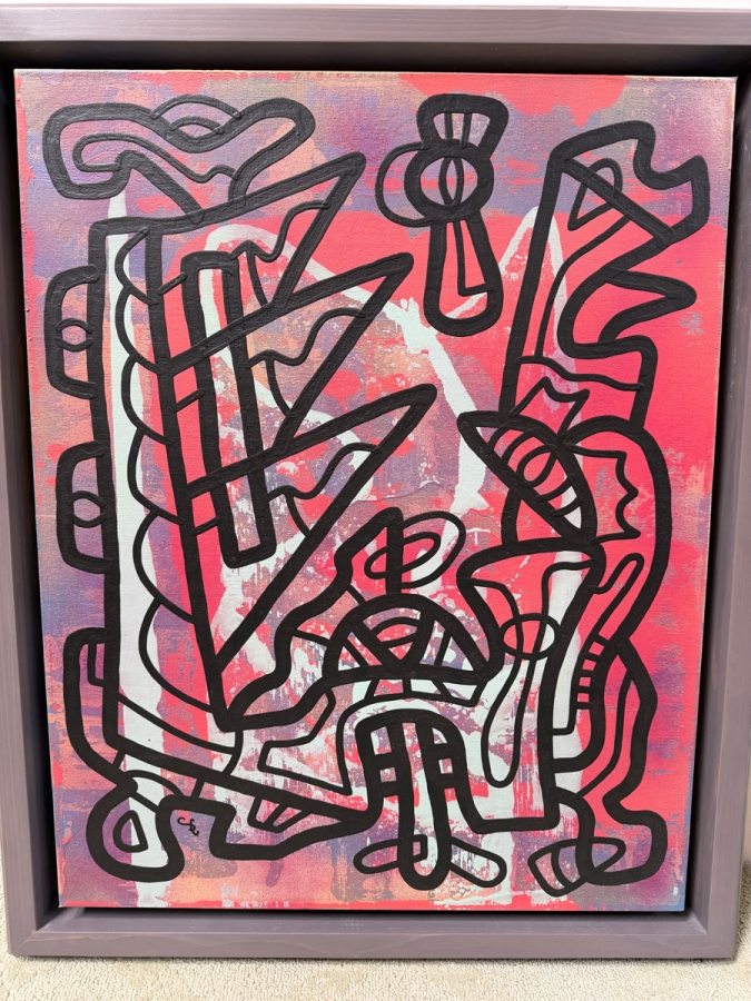 Santos Orellana (B. 1974, American) Original Acrylic Painting On Canvas Signed Bottom Left 'The Art Of Santos' Urban Pop Artwork 24' X 30' With Substantial Hand Painted Wooden Frame 28.5' X 35' Estimate $1,000-$1,400 [Photo 4]