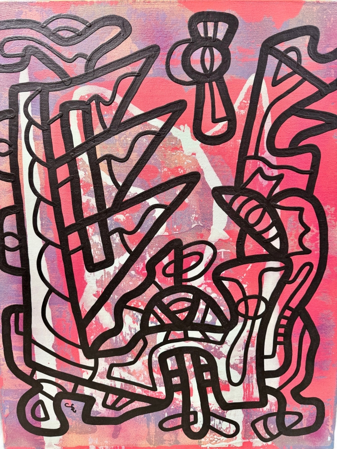 Santos Orellana (B. 1974, American) Original Acrylic Painting On Canvas Signed Bottom Left 'The Art Of Santos' Urban Pop Artwork 24' X 30' With Substantial Hand Painted Wooden Frame 28.5' X 35' Estimate $1,000-$1,400 [Photo 2]
