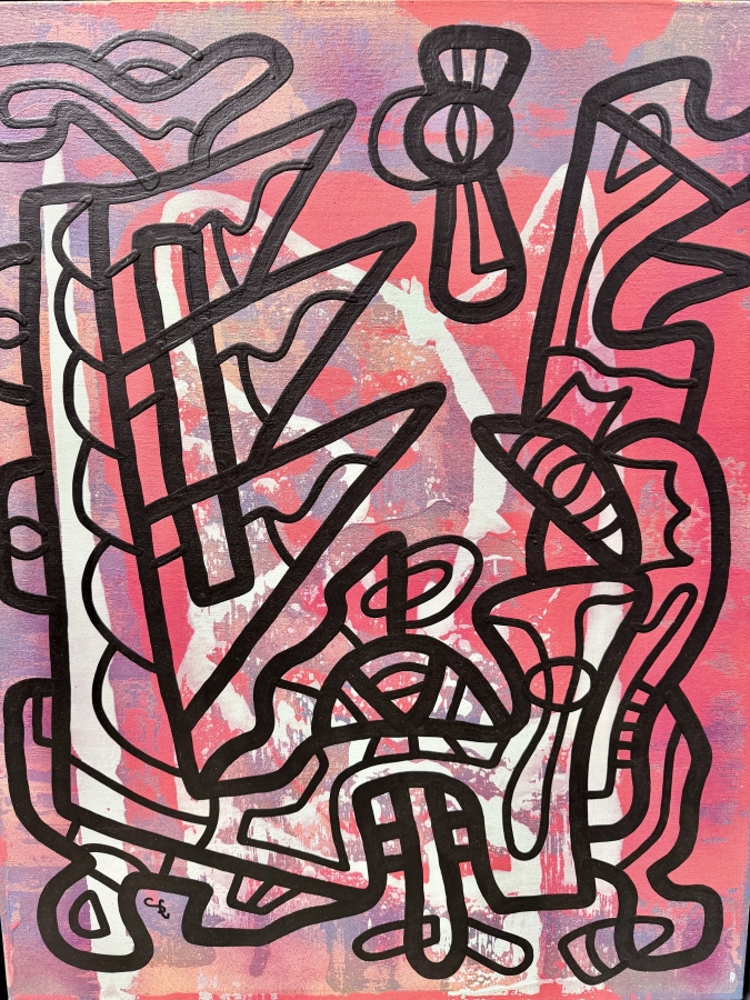Santos Orellana (B. 1974, American) Original Acrylic Painting On Canvas Signed Bottom Left 'The Art Of Santos' Urban Pop Artwork 24' X 30' With Substantial Hand Painted Wooden Frame 28.5' X 35' Estimate $1,000-$1,400 [Photo 5]