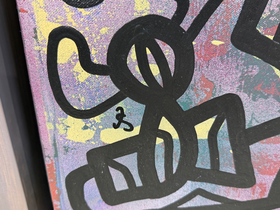Santos Orellana (B. 1974, American) Original Acrylic Painting On Canvas Signed Bottom Left 'The Art Of Santos' Urban Pop Artwork 28.5' X 24.5' With Substantial Hand Painted Wooden Frame Estimate $1,000-$1,400 [Photo 4]