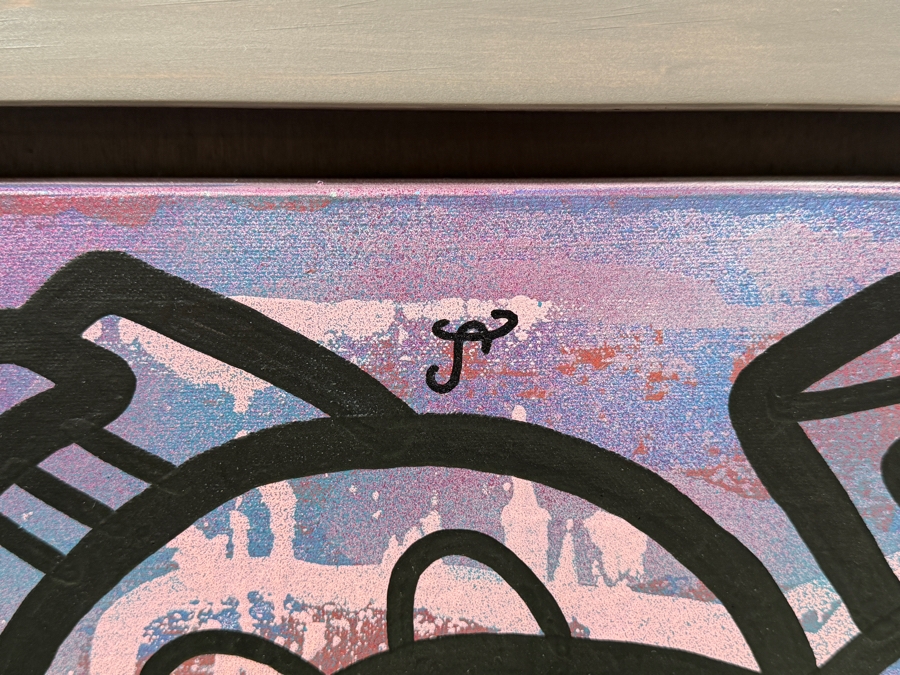 Santos Orellana (B. 1974, American) Original Acrylic Painting On Canvas Signed Top Left 'The Art Of Santos' Urban Pop Artwork 24.5' X 28.5' With Substantial Hand Painted Wooden Frame Estimate $1,000-$1,400 [Photo 4]