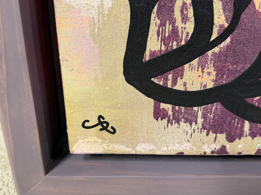 Santos Orellana (B. 1974, American) Original Acrylic Painting On Canvas Signed Bottom Left 'The Art Of Santos' Urban Pop Artwork 24.5' X 28.5' With Substantial Hand Painted Wooden Frame Estimate $1,000-$1,400 [Photo 3]