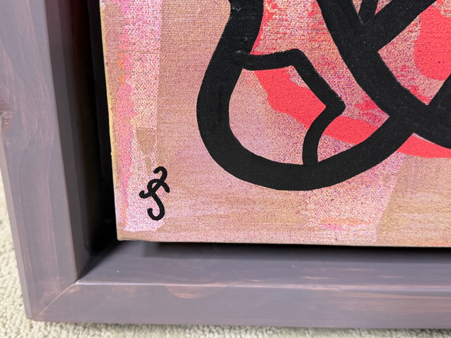Santos Orellana (B. 1974, American) Original Acrylic Painting On Canvas Signed Bottom Left 'The Art Of Santos' Urban Pop Artwork 28.5' X 24.5' With Substantial Hand Painted Wooden Frame Estimate $1,000-$1,400 [Photo 3]