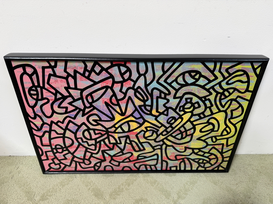 Santos Orellana (B. 1974, American) Original Acrylic Painting On Plywood Signed Verso 'The Art Of Santos' Urban Pop Artwork 36' X 24' With Substantial Hand Painted Wooden Frame SO-APR2021-004 Estimate $1,300-$1,700 [Photo 3]