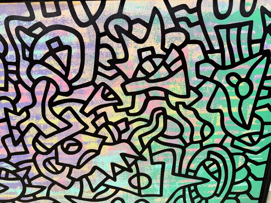 Santos Orellana (B. 1974, American) Original Acrylic Painting On Plywood Signed Verso 'The Art Of Santos' Urban Pop Artwork 36' X 24' With Substantial Hand Painted Wooden Frame SO-APR2021-006 Estimate $1,300-$1,700 [Photo 3]