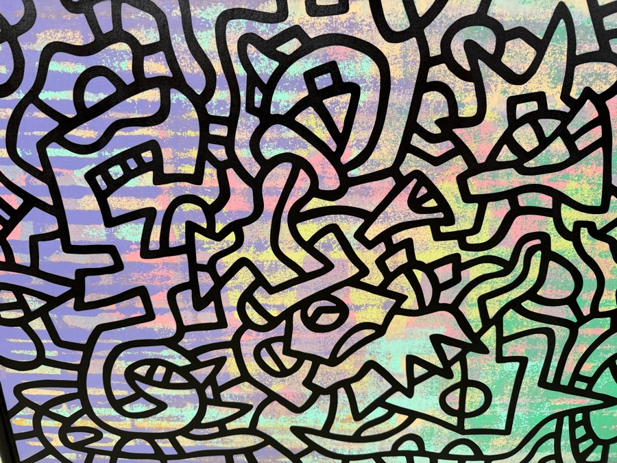 Santos Orellana (B. 1974, American) Original Acrylic Painting On Plywood Signed Verso 'The Art Of Santos' Urban Pop Artwork 36' X 24' With Substantial Hand Painted Wooden Frame SO-APR2021-006 Estimate $1,300-$1,700 [Photo 2]