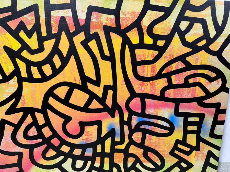 Santos Orellana (B. 1974, American) Original Acrylic Painting On Plywood Signed Verso 'The Art Of Santos' Urban Pop Artwork 36' X 24' With Solid Hand Painted Wooden Frame SO-OCT2018-001 Estimate $1,300-$1,700 [Photo 3]