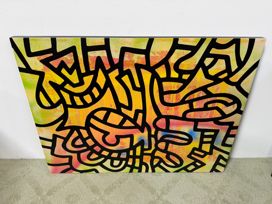 Santos Orellana (B. 1974, American) Original Acrylic Painting On Plywood Signed Verso 'The Art Of Santos' Urban Pop Artwork 36' X 24' With Solid Hand Painted Wooden Frame SO-OCT2018-001 Estimate $1,300-$1,700 [Photo 4]
