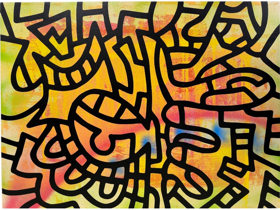 Santos Orellana (B. 1974, American) Original Acrylic Painting On Plywood Signed Verso 'The Art Of Santos' Urban Pop Artwork 36' X 24' With Solid Hand Painted Wooden Frame SO-OCT2018-001 Estimate $1,300-$1,700