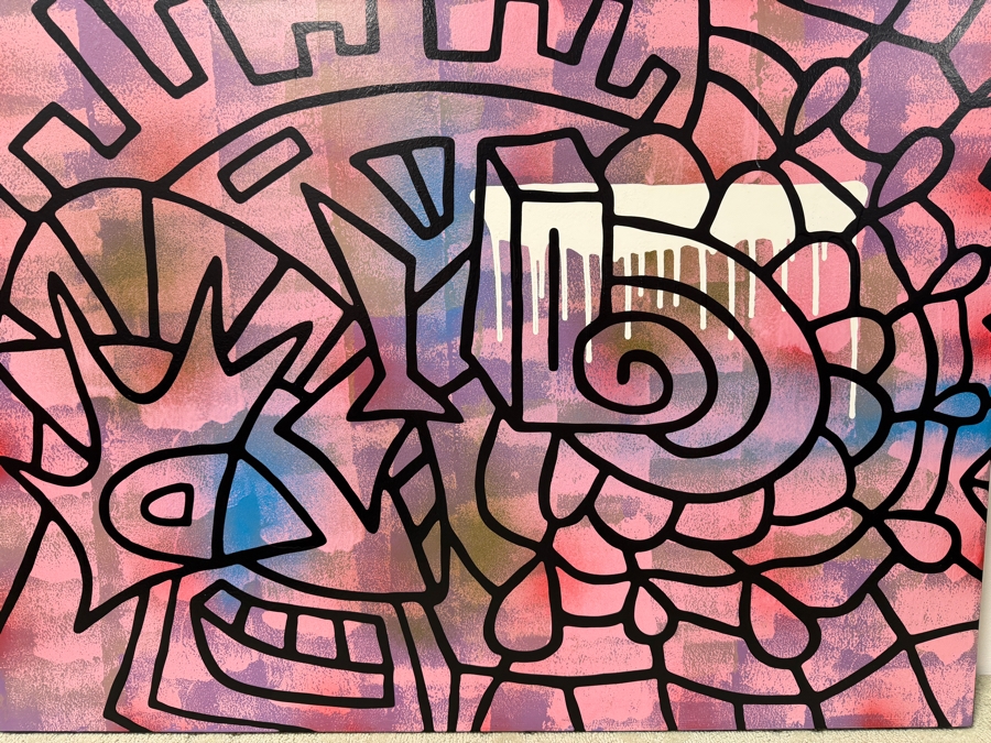 Santos Orellana (B. 1974, American) Original Acrylic Painting On Plywood Signed Verso 'The Art Of Santos' Urban Pop Artwork 36' X 24' With Solid Hand Painted Wooden Frame SO-May2016-040 Estimate $1,300-$1,700 [Photo 2]