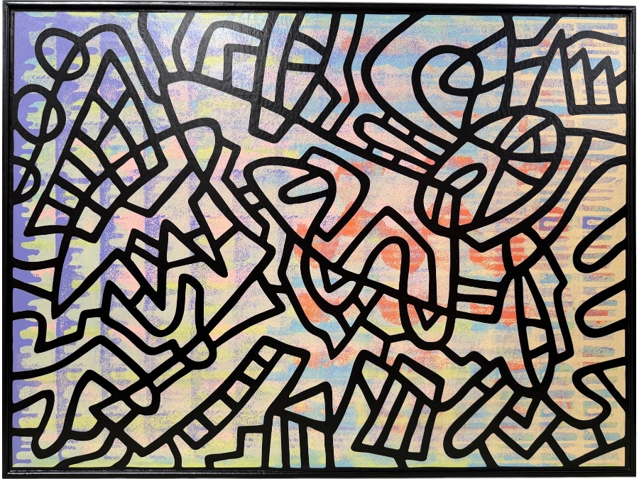 Santos Orellana (B. 1974, American) Original Acrylic Painting On Plywood Signed Verso 'The Art Of Santos' Urban Pop Artwork 36' X 24' With Substantial Hand Painted Wooden Frame SO-JUL 2020-072 Estimate $1,300-$1,700