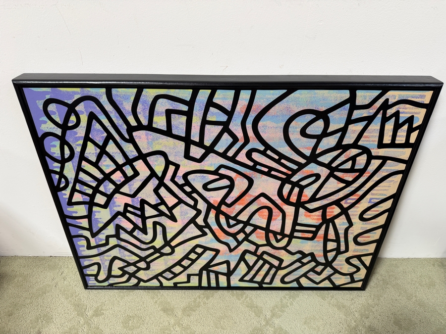 Santos Orellana (B. 1974, American) Original Acrylic Painting On Plywood Signed Verso 'The Art Of Santos' Urban Pop Artwork 36' X 24' With Substantial Hand Painted Wooden Frame SO-JUL 2020-072 Estimate $1,300-$1,700 [Photo 4]