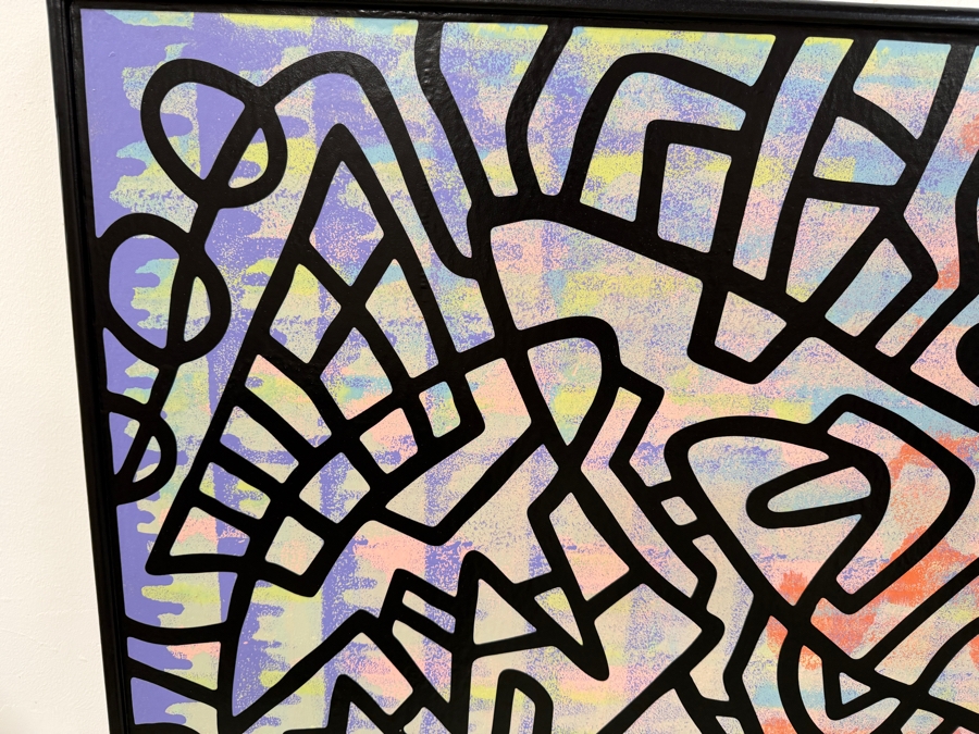 Santos Orellana (B. 1974, American) Original Acrylic Painting On Plywood Signed Verso 'The Art Of Santos' Urban Pop Artwork 36' X 24' With Substantial Hand Painted Wooden Frame SO-JUL 2020-072 Estimate $1,300-$1,700 [Photo 3]