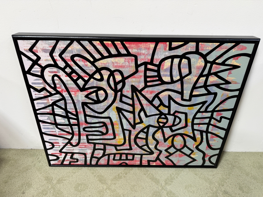 Santos Orellana (B. 1974, American) Original Acrylic Painting On Plywood Signed Verso 'The Art Of Santos' Urban Pop Artwork 36' X 24' With Substantial Hand Painted Wooden Frame SO-JUL 2020-065 Estimate $1,300-$1,700 [Photo 3]