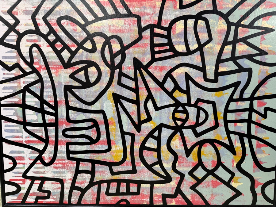 Santos Orellana (B. 1974, American) Original Acrylic Painting On Plywood Signed Verso 'The Art Of Santos' Urban Pop Artwork 36' X 24' With Substantial Hand Painted Wooden Frame SO-JUL 2020-065 Estimate $1,300-$1,700 [Photo 2]