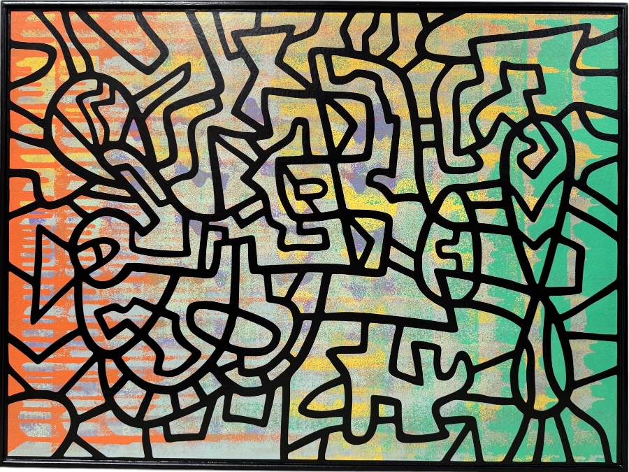 Santos Orellana (B. 1974, American) Original Acrylic Painting On Plywood Signed Verso 'The Art Of Santos' Urban Pop Artwork 36' X 24' With Substantial Hand Painted Wooden Frame SO-JUL 2020-068 Estimate $1,300-$1,700