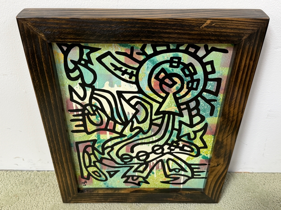 Santos Orellana (B. 1974, American) Original Acrylic Painting On Plywood Signed Bottom Left 'The Art Of Santos' Urban Pop Artwork 10' X 13' With Substantial Hand Painted Wooden Frame 13' X 16' Estimate $200-$250 [Photo 4]