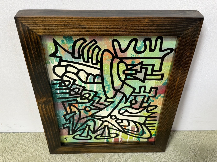 Santos Orellana (B. 1974, American) Original Acrylic Painting On Plywood Signed Bottom Left 'The Art Of Santos' Urban Pop Artwork 10' X 13' With Substantial Hand Painted Wooden Frame 13' X 16' Estimate $200-$250 [Photo 4]