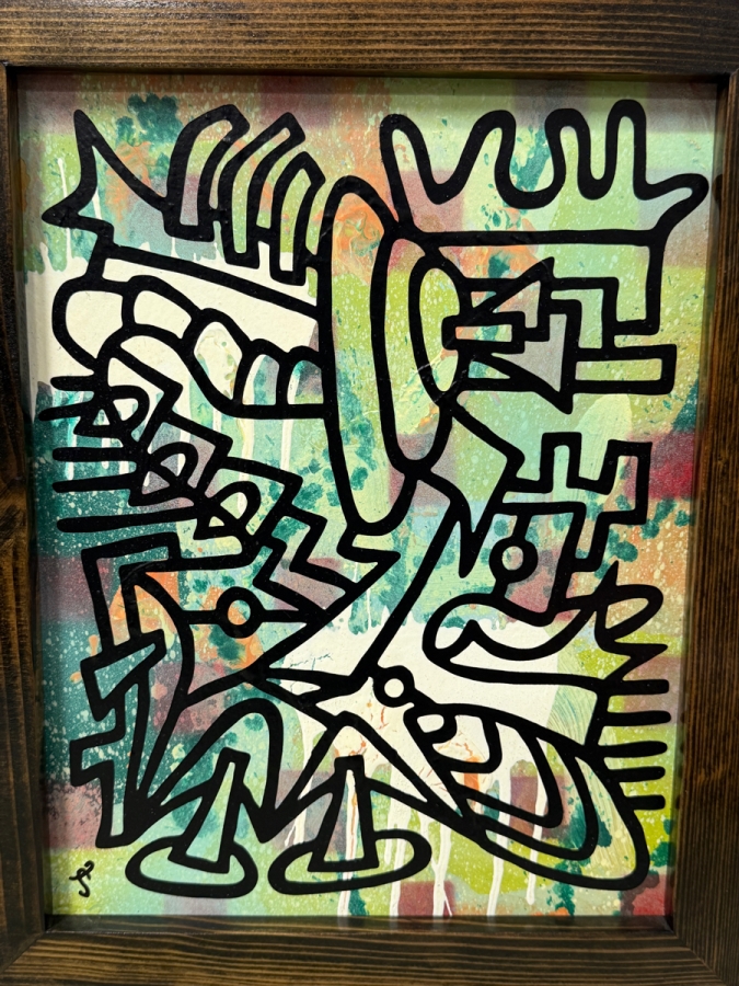 Santos Orellana (B. 1974, American) Original Acrylic Painting On Plywood Signed Bottom Left 'The Art Of Santos' Urban Pop Artwork 10' X 13' With Substantial Hand Painted Wooden Frame 13' X 16' Estimate $200-$250 [Photo 2]