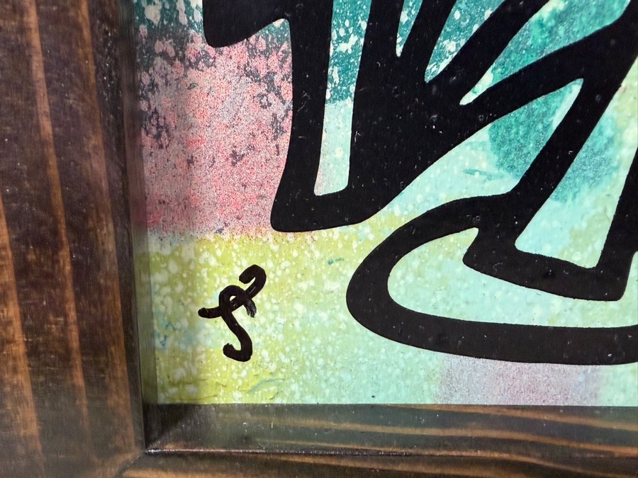 Santos Orellana (B. 1974, American) Original Acrylic Painting On Plywood Signed Bottom Left 'The Art Of Santos' Urban Pop Artwork 10' X 13' With Substantial Hand Painted Wooden Frame 13' X 16' Estimate $200-$250 [Photo 3]