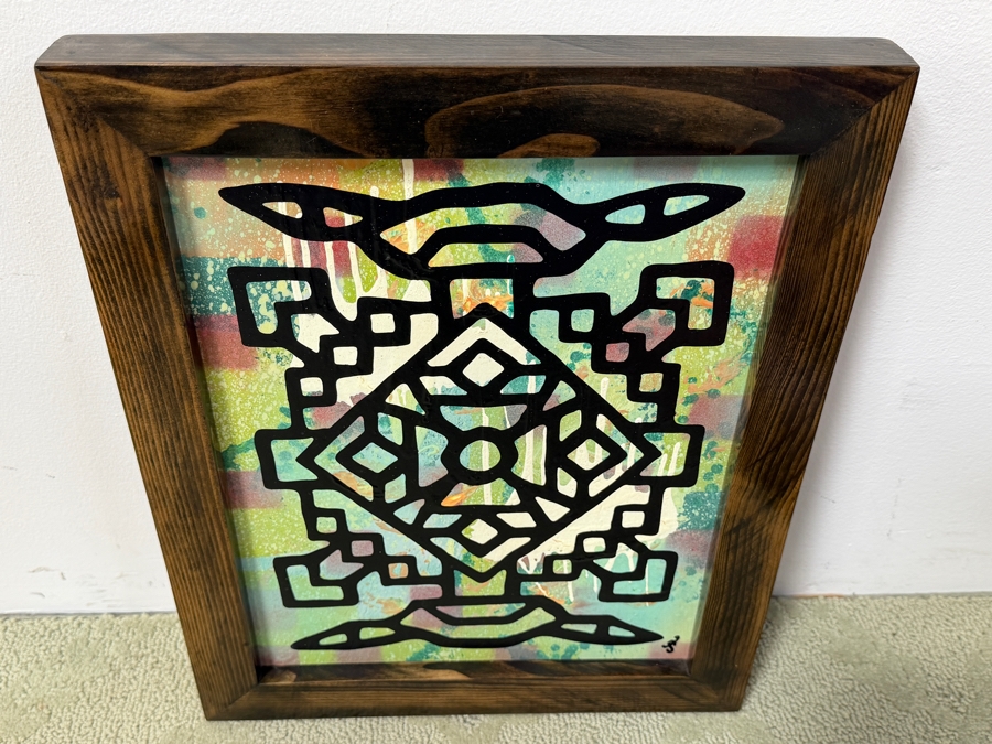 Santos Orellana (B. 1974, American) Original Acrylic Painting On Plywood Signed Bottom Right 'The Art Of Santos' Urban Pop Artwork 10' X 13' With Substantial Hand Painted Wooden Frame 13' X 16' Estimate $200-$250 [Photo 4]