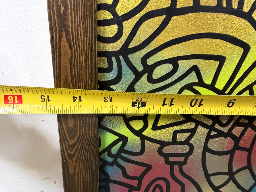 Santos Orellana (B. 1974, American) Original Acrylic Painting On Plywood Signed Bottom Right 'The Art Of Santos' Urban Pop Artwork 13' X 10' With Substantial Hand Painted Wooden Frame 16' X 13' Estimate $200-$250 [Photo 5]