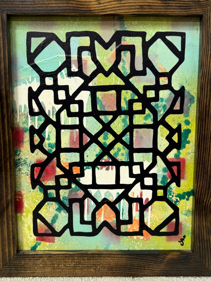 Santos Orellana (B. 1974, American) Original Acrylic Painting On Plywood Signed Bottom Right 'The Art Of Santos' Urban Pop Artwork 10' X 13' With Substantial Hand Painted Wooden Frame 13' X 16' Estimate $200-$250  [Photo 2]