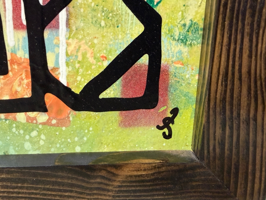 Santos Orellana (B. 1974, American) Original Acrylic Painting On Plywood Signed Bottom Right 'The Art Of Santos' Urban Pop Artwork 10' X 13' With Substantial Hand Painted Wooden Frame 13' X 16' Estimate $200-$250  [Photo 4]