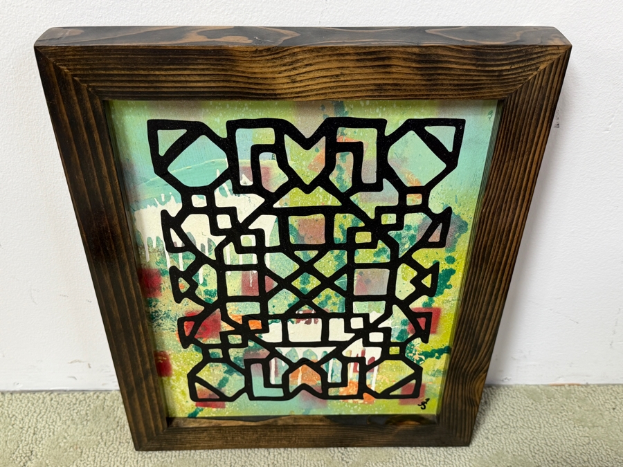 Santos Orellana (B. 1974, American) Original Acrylic Painting On Plywood Signed Bottom Right 'The Art Of Santos' Urban Pop Artwork 10' X 13' With Substantial Hand Painted Wooden Frame 13' X 16' Estimate $200-$250  [Photo 5]