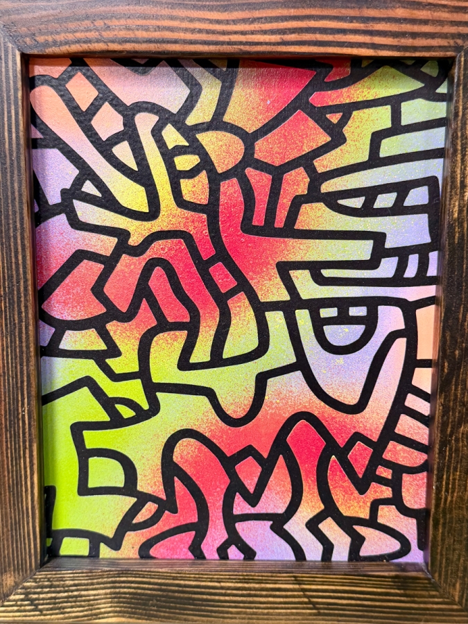 Santos Orellana (B. 1974, American) Original Acrylic Painting On Plywood Signed Verso 'The Art Of Santos' Urban Pop Artwork 7' X 9' With Substantial Hand Painted Wooden Frame  10' X 12' SO-MAR2020-078 Estimate $100-$125 [Photo 2]