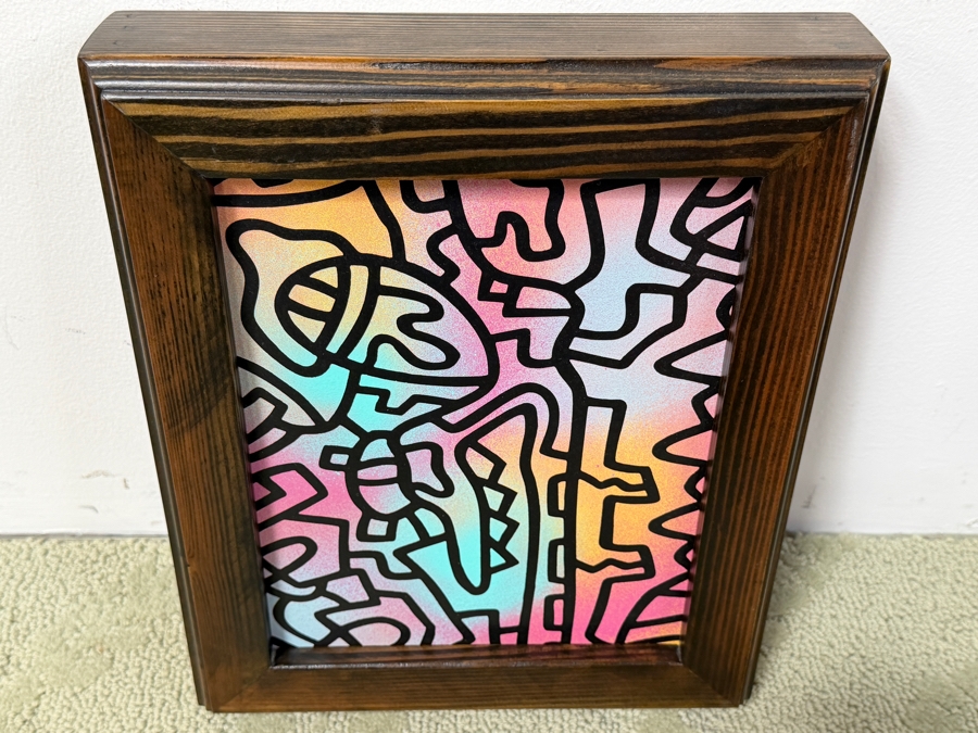 Santos Orellana (B. 1974, American) Original Acrylic Painting On Plywood Signed Verso 'The Art Of Santos' Urban Pop Artwork 7' X 9' With Substantial Hand Painted Wooden Frame 10' X 12' SO-MAR2020-081 Estimate $100-$125 [Photo 3]