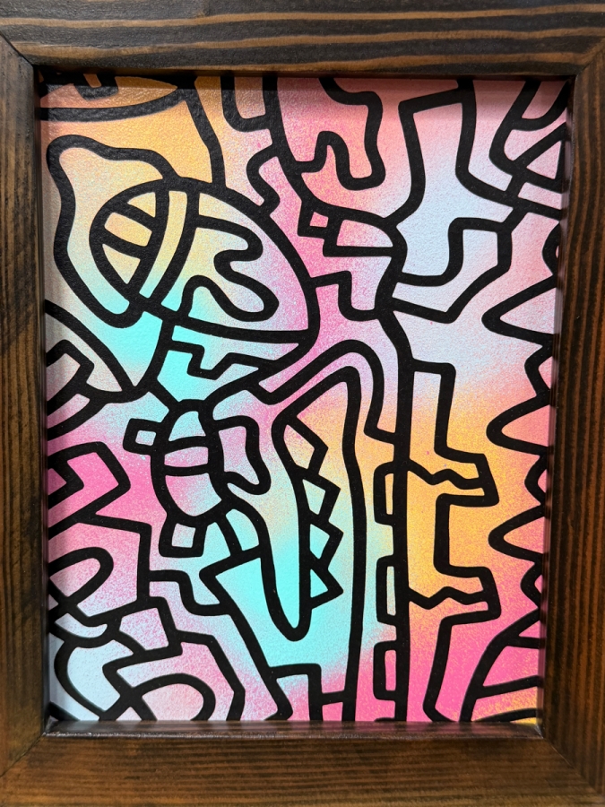 Santos Orellana (B. 1974, American) Original Acrylic Painting On Plywood Signed Verso 'The Art Of Santos' Urban Pop Artwork 7' X 9' With Substantial Hand Painted Wooden Frame 10' X 12' SO-MAR2020-081 Estimate $100-$125 [Photo 2]