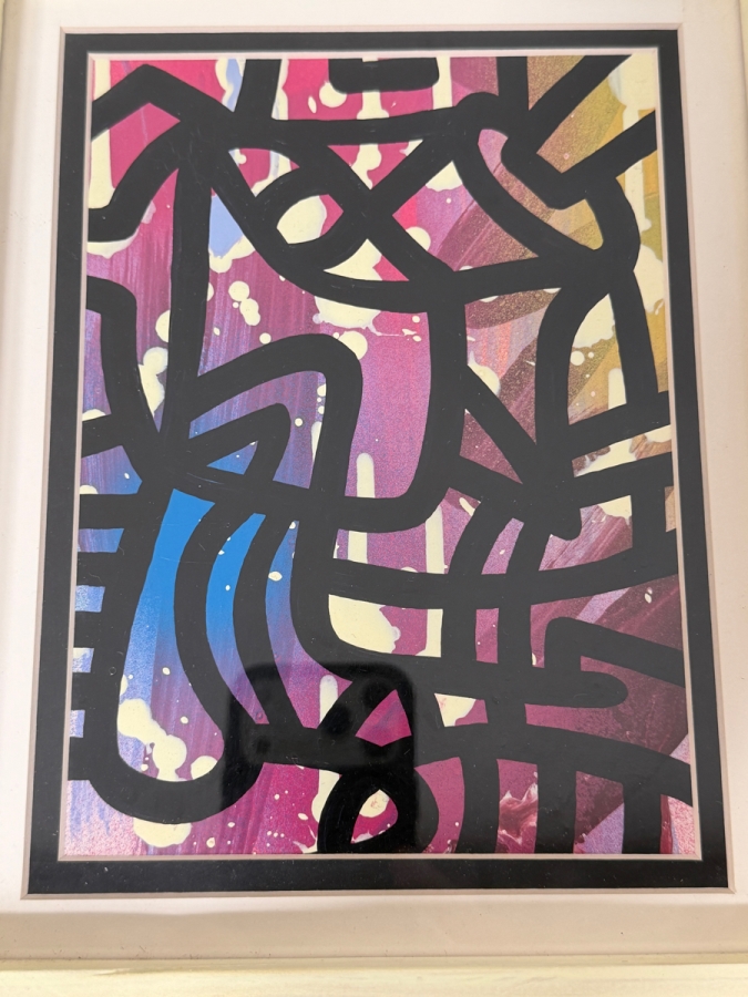 Santos Orellana (B. 1974, American) Original Acrylic Painting On Paper 'The Art Of Santos' Urban Pop Artwork 6' X 8' With Substantial Hand Painted Wooden Frame In Glass 10' X 12' Estimate $75-$100 [Photo 3]