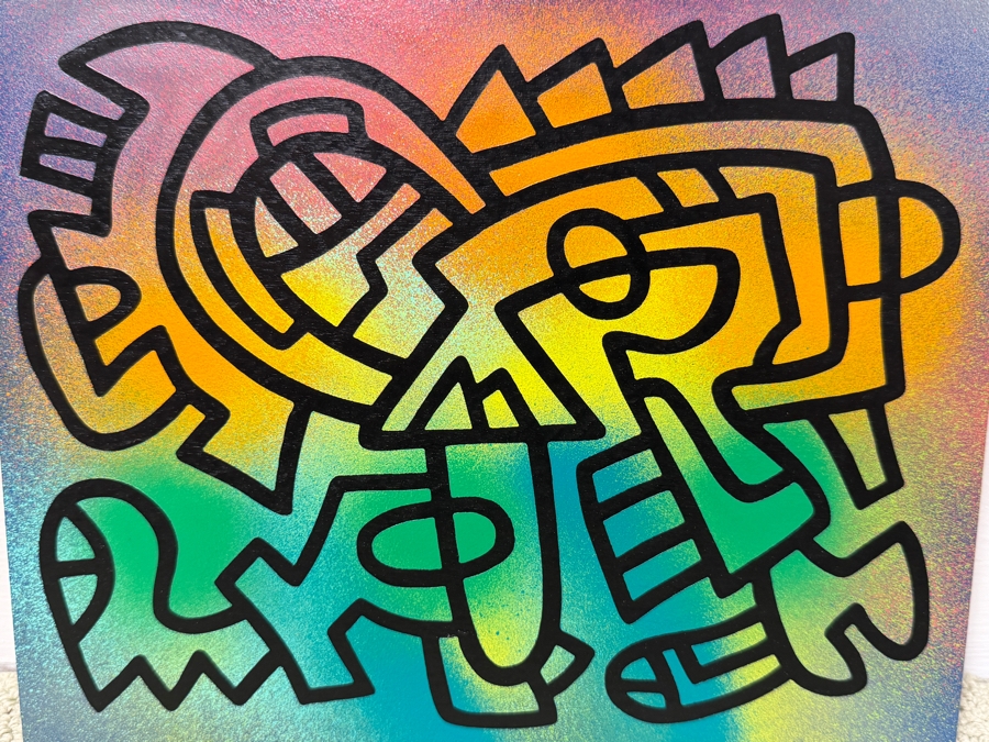 Santos Orellana (B. 1974, American) Original Acrylic Painting On Plywood Signed Verso 'The Art Of Santos' Urban Pop Artwork 10' X 8' SO-MAR2020-038 Estimate $125-$150 [Photo 2]